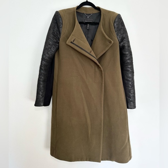 BCBGMaxAzria “Genova” Coat Olive Green small boho career wear winter coat - Picture 2 of 5